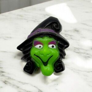 Halloween Witch Face Refrigerator Magnet Vintage Creepy Smile Green Face